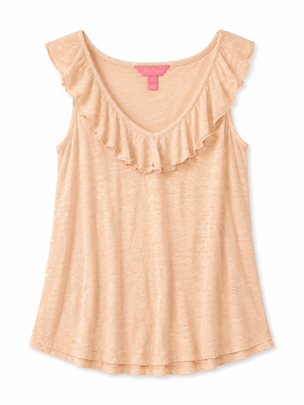 Lilly Pulitzer Gold Ruffled V-Neck Sleeveless Top